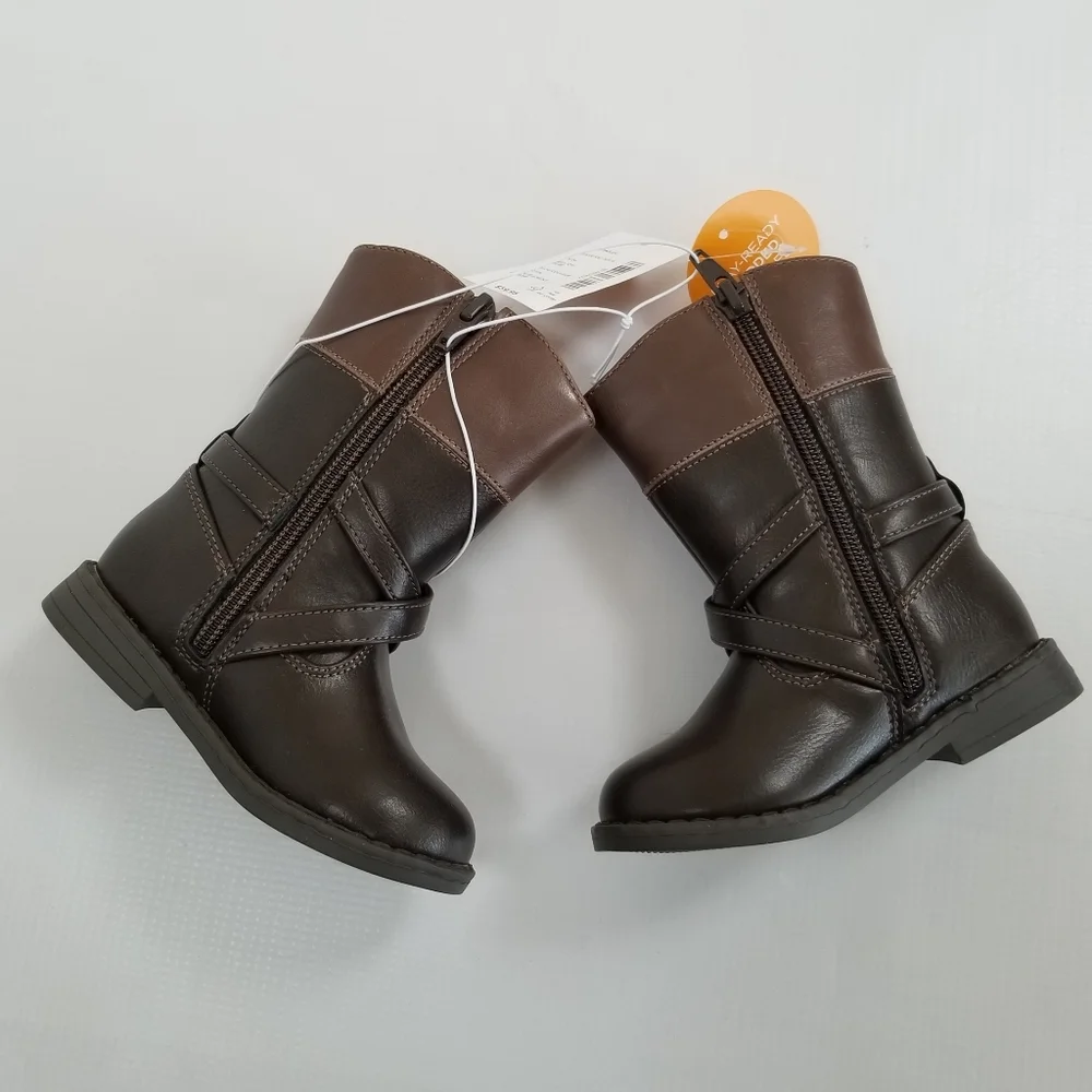 Gymboree Buckle Tall Boots Faux Leather Size 6 Toddler NWT